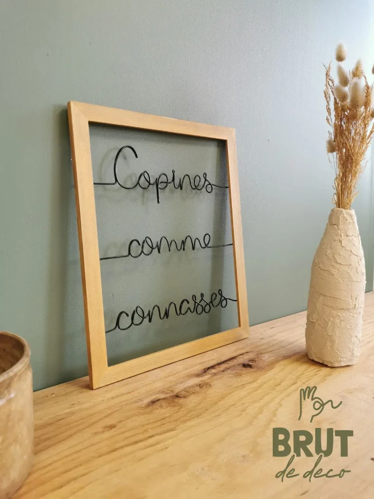 copines comme connasses - cadre mural en bois et métal- brut de déco