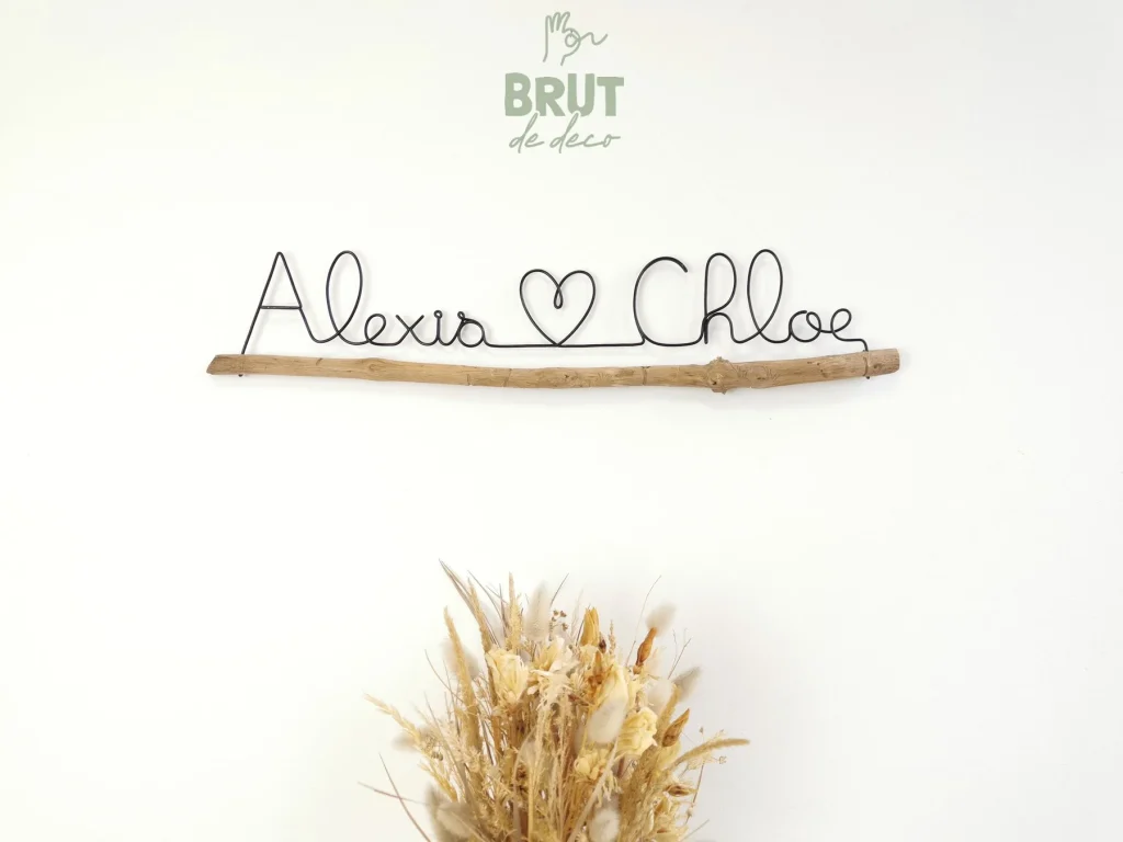 Prénoms couple personnalisable branche Brut de deco
