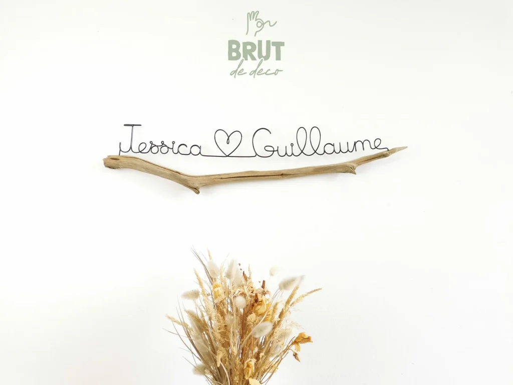 Prénoms couple personnalisable branche Brut de deco