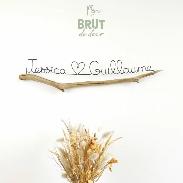 Prénoms couple personnalisable branche Brut de deco